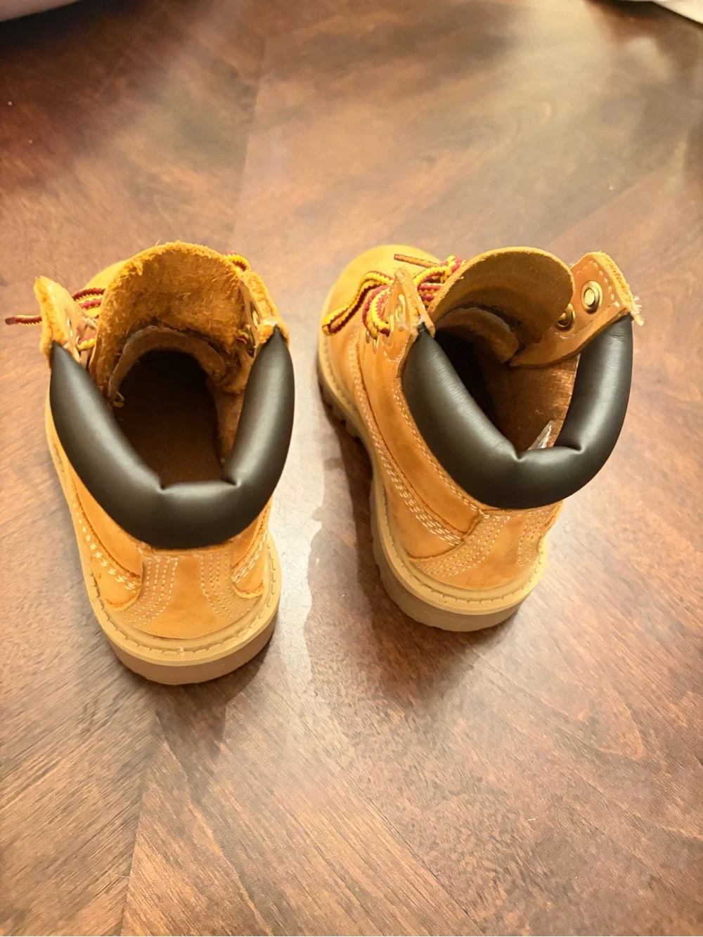 Timberland Tan Kids' Work Boots with Red and Yellow Laces